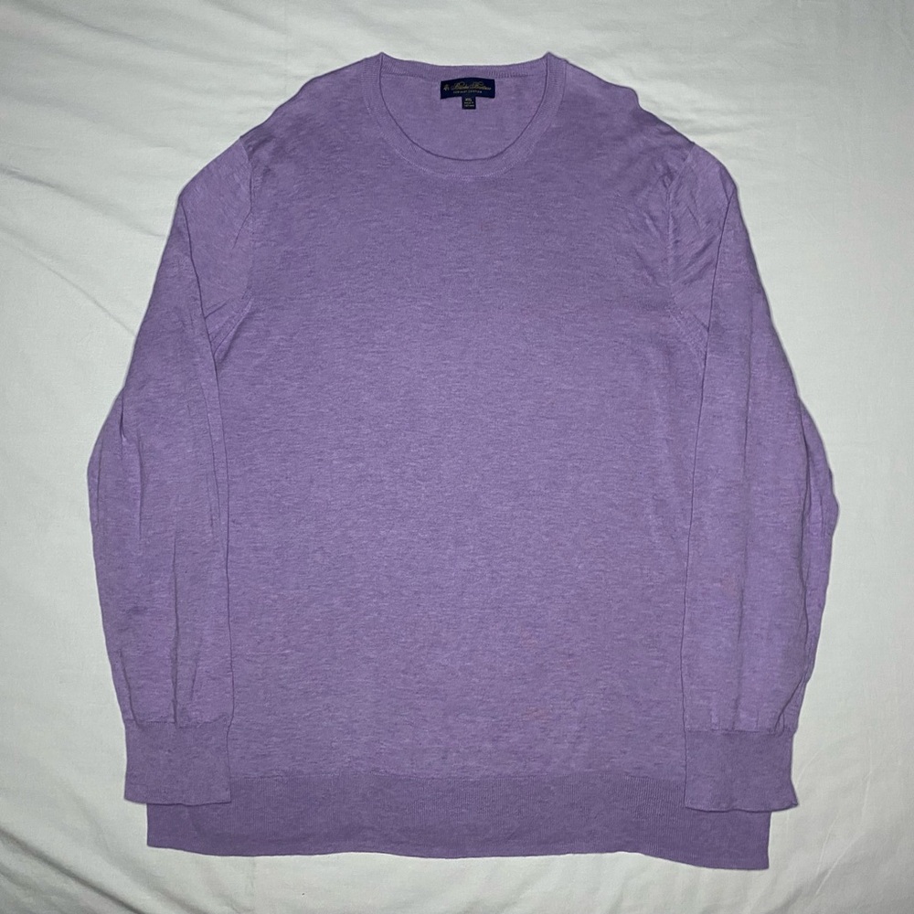 Brooks Brothers Sweater XXL Men Purple Supima Cotton Crew Neck Pullover Lavender